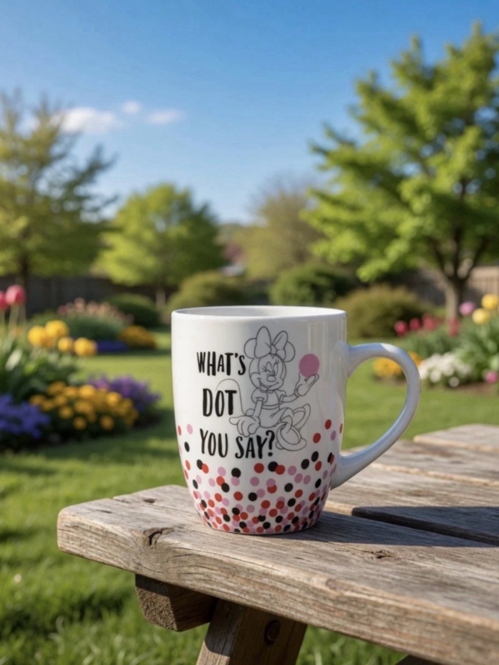 Disney Store Minnie Mouse "What's Dot You Say?" Mug Coffee Mug NEW